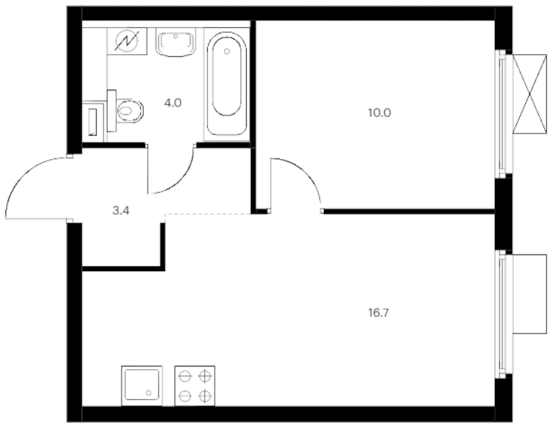 1-комнатная квартира 34.1 м², 8/14 эт., ЖК «Витебский парк»